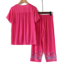 Load image into Gallery viewer, Elderly Summer Cotton-flax Set Leisure Two-piece Suit
