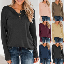 Load image into Gallery viewer, Round Neck Pullover Button T-Shirt