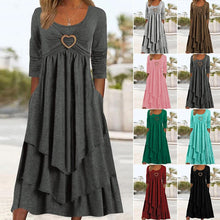 Load image into Gallery viewer, Plain Regular Fit Crew Neck Long Sleeve Casual Midi Dress
