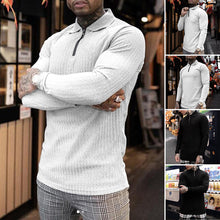 Load image into Gallery viewer, Men's Muscle T Shirts Long Sleeve Quarter Zip Polo Shirts