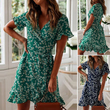 Load image into Gallery viewer, Floral V-Neck Tie Dress