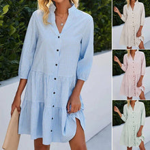 Load image into Gallery viewer, Stand collar plaid printed dress