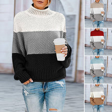 Load image into Gallery viewer, Thick Line Colorblock Turtleneck Sweater