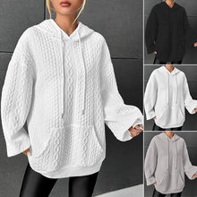 Load image into Gallery viewer, Drop Shoulder Kangaroo Pocket Textured Drawstring Hoodie