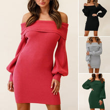 Load image into Gallery viewer, Balloon Sleeve Ribbed Dress