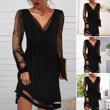Load image into Gallery viewer, Lace V-Neck Evening Dress