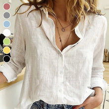Load image into Gallery viewer, Solid Color Casual Loose Long Sleeve Linen Shirt