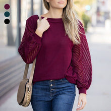 Load image into Gallery viewer, Balloon Sleeve Mesh Top