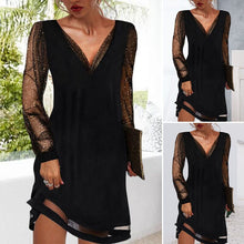 Load image into Gallery viewer, Lace V-Neck Evening Dress