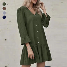 Load image into Gallery viewer, Pleated Bell Sleeve Dress