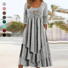 Load image into Gallery viewer, Plain Regular Fit Crew Neck Long Sleeve Casual Midi Dress