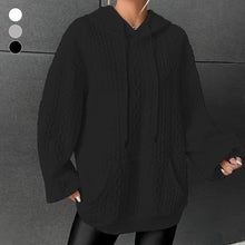 Load image into Gallery viewer, Drop Shoulder Kangaroo Pocket Textured Drawstring Hoodie