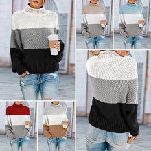 Load image into Gallery viewer, Thick Line Colorblock Turtleneck Sweater