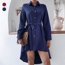 Load image into Gallery viewer, Asymmetric Pleated Casual Shirt Dress
