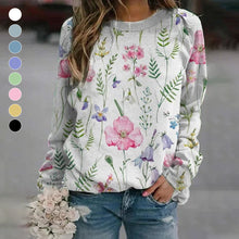 Load image into Gallery viewer, Floral Crew Neck Long Sleeves Sweatshirts