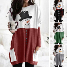 Load image into Gallery viewer, Christmas Snowman Print Long Sleeve Dress