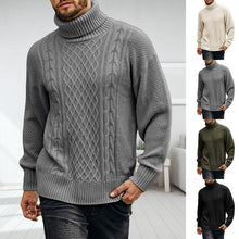 Load image into Gallery viewer, Men's Solid Long-sleeved Knit Turtleneck Sweater