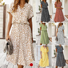 Load image into Gallery viewer, Polka Dot Short Sleeve Shirt Collar