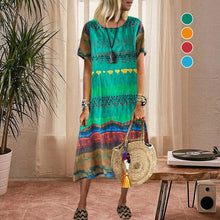 Load image into Gallery viewer, Vintage Ethnic Print Round Neck Dress