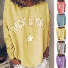 Load image into Gallery viewer, Star Crew Neck Long Sleeve T-Shirt