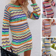 Load image into Gallery viewer, Crewneck Rainbow Striped Knit Sweater
