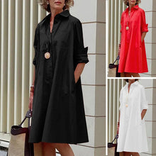 Load image into Gallery viewer, Loose Shirt Dress With Pockets