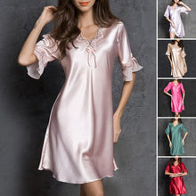Load image into Gallery viewer, Faux Silk Pajama Dress