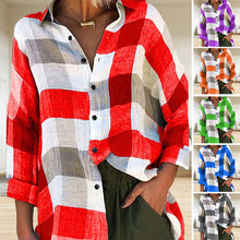 Load image into Gallery viewer, Women's Printed Long-sleeved Shirt Loose Plaid Shirt