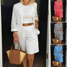 Load image into Gallery viewer, Women Cardigan shorts two pieces set