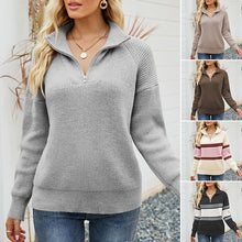 Load image into Gallery viewer, Knitted Long Sleeve Zip Sweater