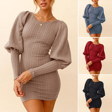 Load image into Gallery viewer, Knitted Long Sleeve Short Dress