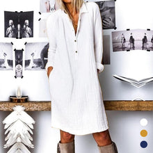 Load image into Gallery viewer, Solid Color Lapel Long Sleeve Dress