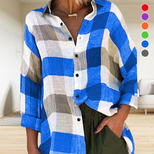 Load image into Gallery viewer, Women's Printed Long-sleeved Shirt Loose Plaid Shirt