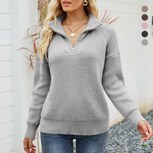 Load image into Gallery viewer, Knitted Long Sleeve Zip Sweater
