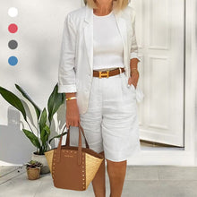 Load image into Gallery viewer, Women Cardigan shorts two pieces set