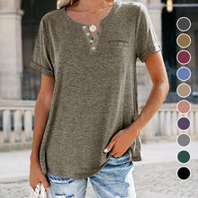 Load image into Gallery viewer, Fashion Solid Color Pocket Short Sleeve T-Shirt