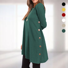 Load image into Gallery viewer, Women's Long Sleeve Scoop Neck Button Side Sweater Tunic Dress