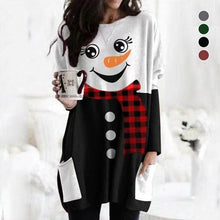 Load image into Gallery viewer, Christmas Snowman Print Long Sleeve Dress
