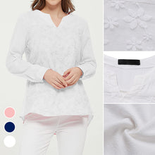 Load image into Gallery viewer, Women's Lace Embroidered Cotton and Linen Long-sleeved Shirt