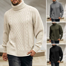 Load image into Gallery viewer, Men's Solid Long-sleeved Knit Turtleneck Sweater
