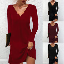 Load image into Gallery viewer, Solid Color Casual Deep V Dress