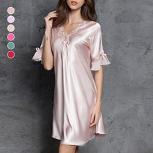 Load image into Gallery viewer, Faux Silk Pajama Dress