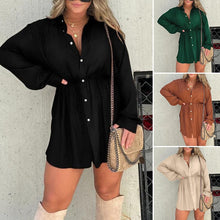 Load image into Gallery viewer, Women's Solid Color Long Sleeve Shirt Suit