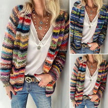 Load image into Gallery viewer, Women's Rainbow Striped Cardigan