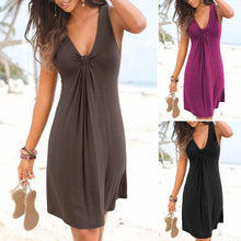 Load image into Gallery viewer, Women's Solid Color Sexy V-Neck Twist Dress