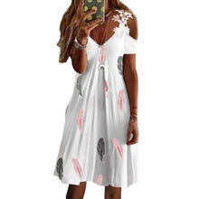 Load image into Gallery viewer, Short Sleeve Off The Shoulder Printed Lace Dress