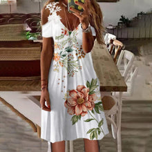 Load image into Gallery viewer, Lace Print Short Sleeve A-Line Knee Length Resort Dress