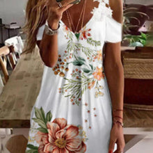 Load image into Gallery viewer, Lace Print Short Sleeve A-Line Knee Length Resort Dress