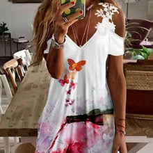 Load image into Gallery viewer, Lace Print Short Sleeve A-Line Knee Length Resort Dress