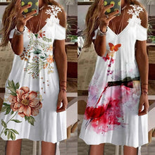 Load image into Gallery viewer, Lace Print Short Sleeve A-Line Knee Length Resort Dress